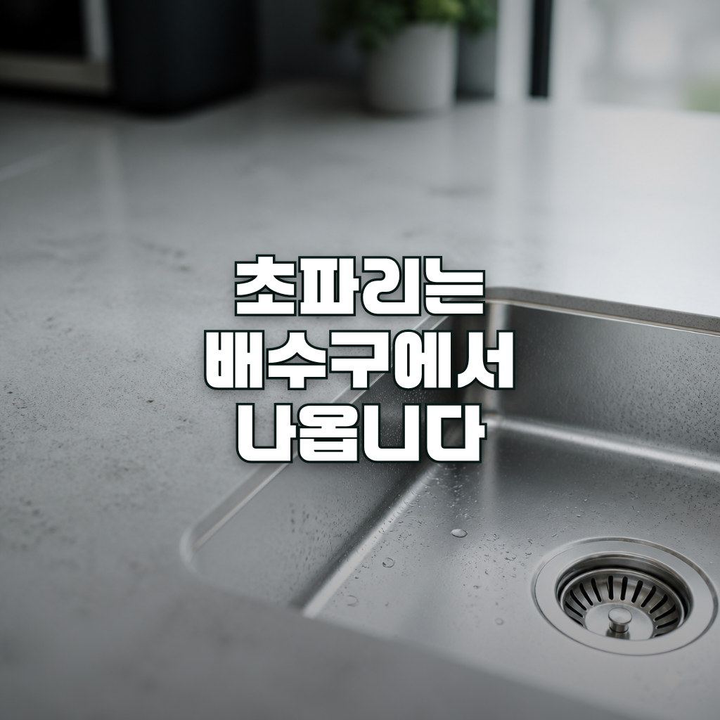 물기가 남은 스테인리스 싱크대와 배수구