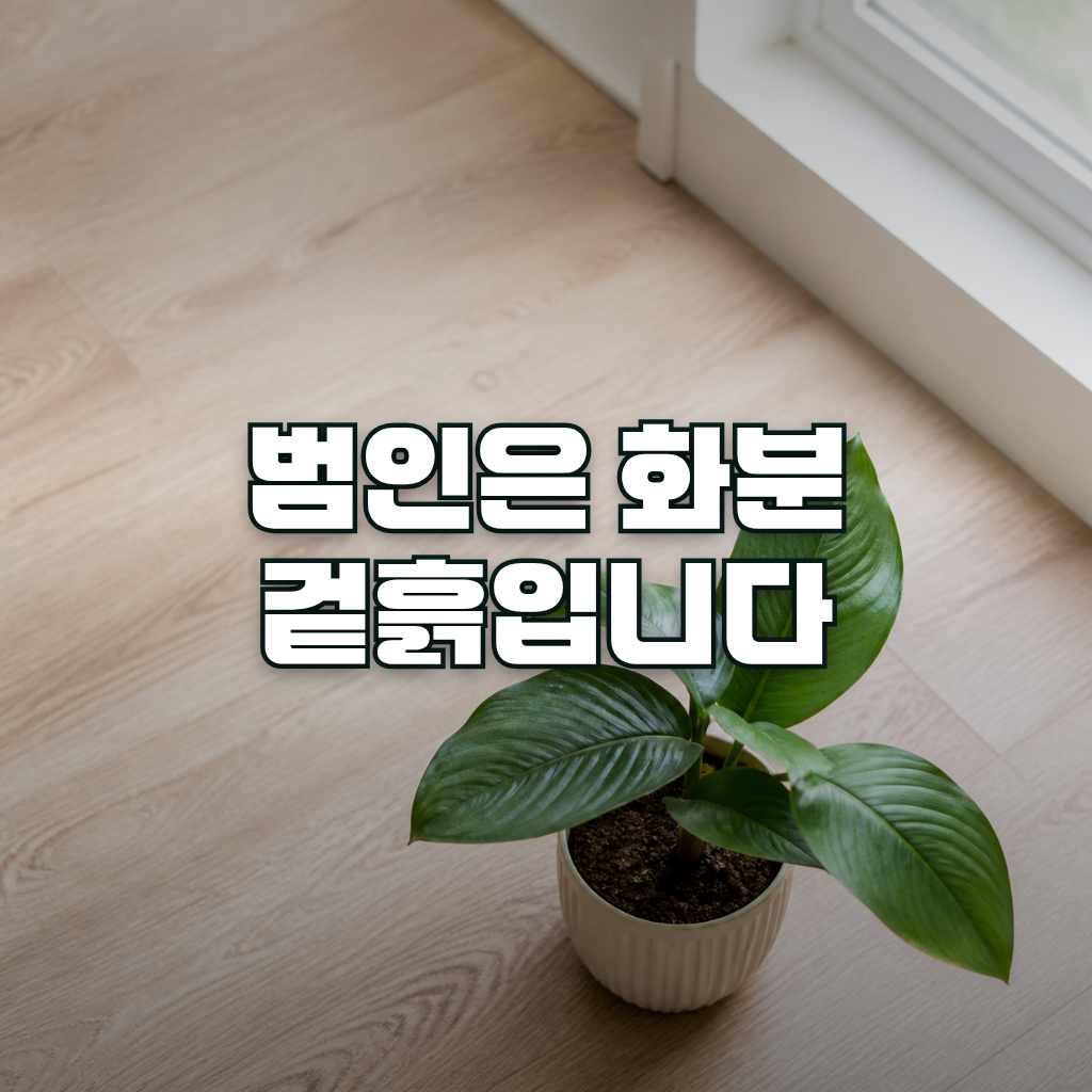 A single potted houseplant on a wooden floor near a bright window, shot slightly from above, soft natural daylight. The