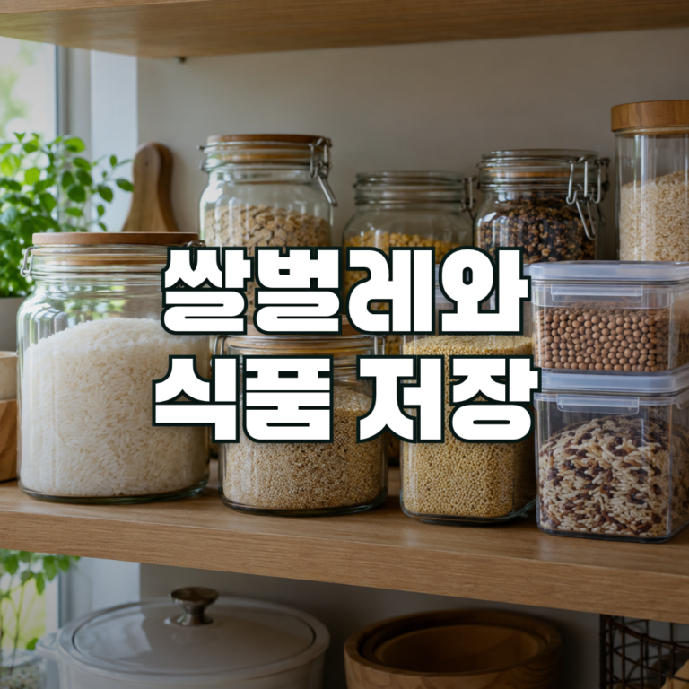 A tidy kitchen pantry shelf with airtight glass and plastic containers holding white rice and dried grains, wooden shelf