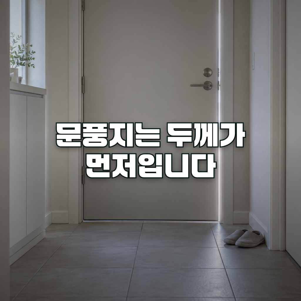 A quiet apartment entryway with a closed front door seen from inside, soft cool daylight and a thin line of light along