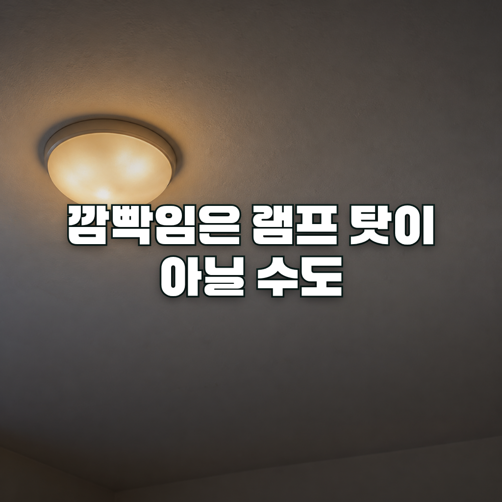 A dim residential room ceiling with a single flat ceiling light fixture placed off to one side, glowing unevenly as if f